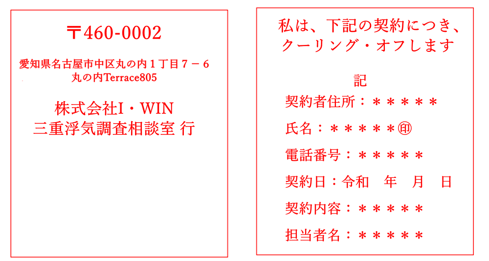 クーリングオフ　三重浮気調査相談室